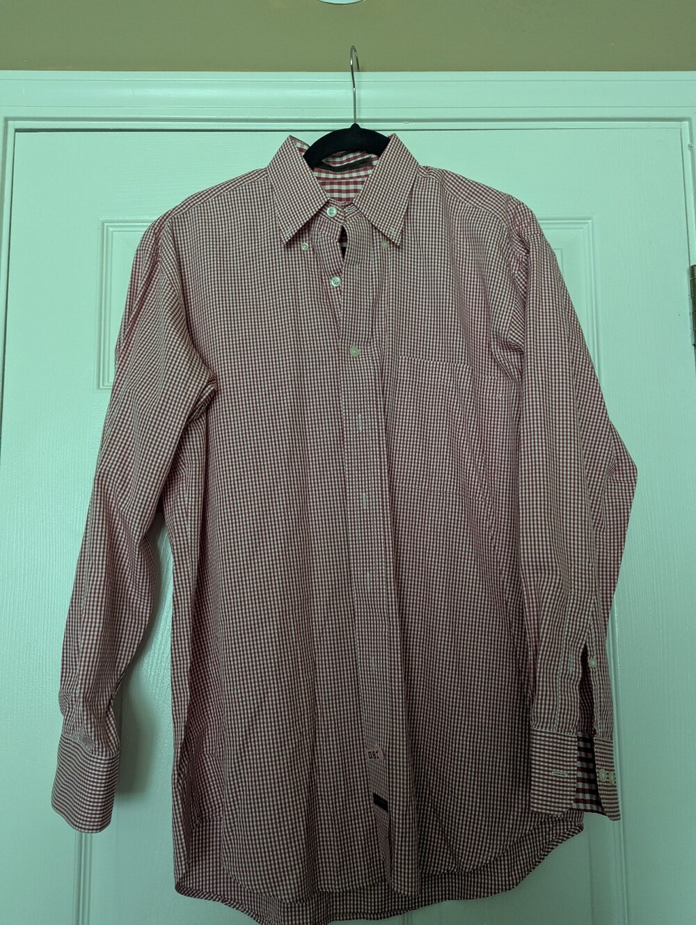 Robert Talbott Red and White Check Dress Shirt